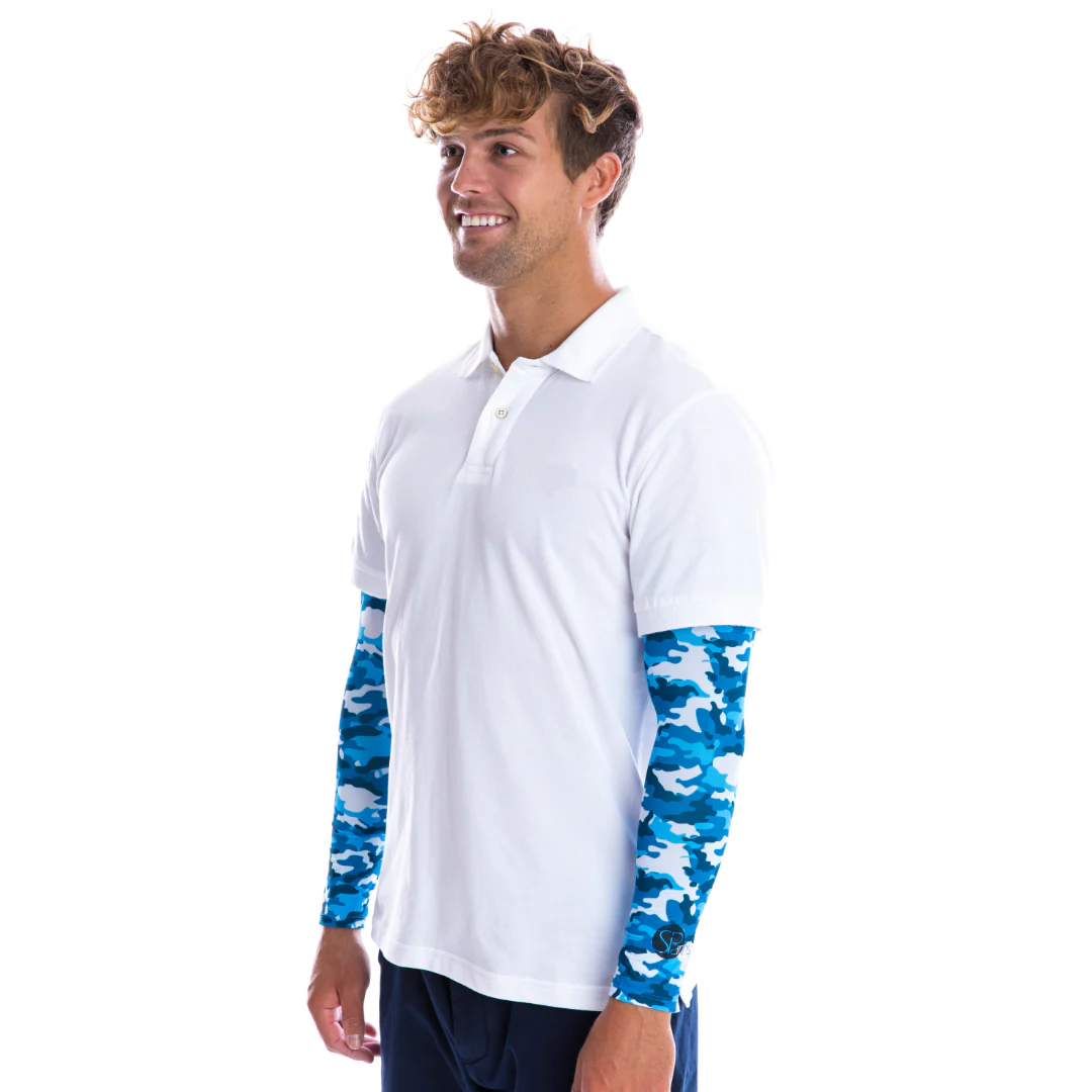 SParms UPF50+ Arm Sleeves (Camo Blue, Pair) - Image 3